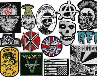 Punk Rock Legends 14pc Band Patch Set: Skulls, Misfits, The Vandals, SUBHUMANZ & More. Iron-On