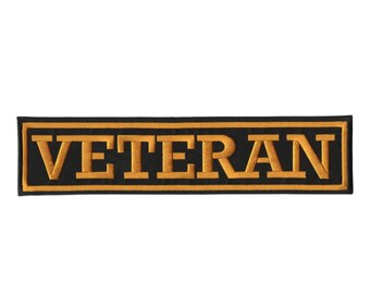 US Veteran Rocker Patches 12" | Large Military Vet Embroidered Motorcycle Jacket Patch Iron On 2 pc. Set