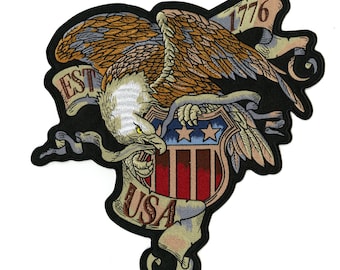 Vintage 1776 Eagle Embroidered Patch | Patriotic USA Jacket Applique