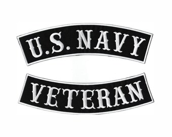 US Navy Veteran Rockers Patch Set 12" | IFC Military Embroidered Motorcycle Jacket Applique