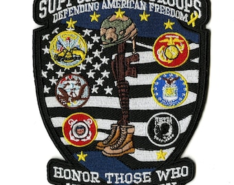 Support Our Troops Patch | Embroidered US Military Emblem (5"x3")