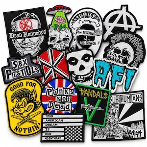Punk Rock Legends 14pc Band Patch Set: Skulls, Misfits, The Vandals, SUBHUMANZ & More. Iron-On