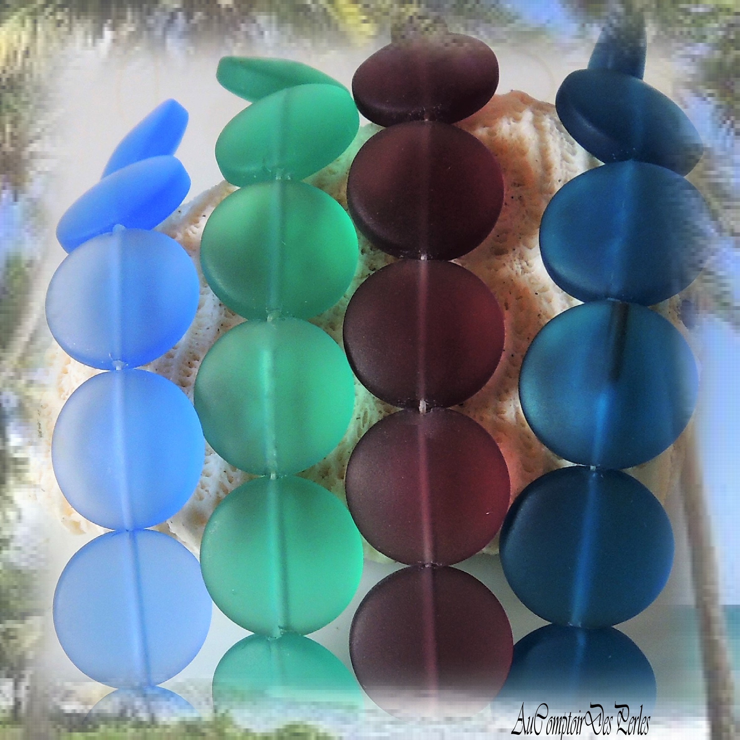 Perles rondes plates cultured sea glass verre dépoli 15 mm Etsy
