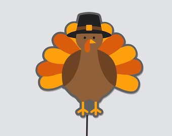 SVG File: Thanksgiving Turkey Cake Topper, Photo Booth Prop, Decor
