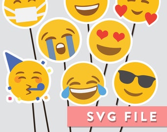 SVG File: Layered Emoji Photo Booth Props, Cake Toppers, Cupcake Toppers