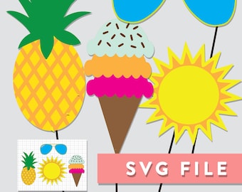 SVG File: Summer Props, Photo Booth, Cake Topper, Cupcake Toppers, Scrapbooking