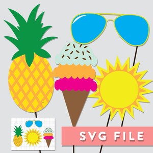 SVG File: Summer Props, Photo Booth, Cake Topper, Cupcake Toppers, Scrapbooking