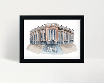 Yankee Stadium Watercolor Illustration