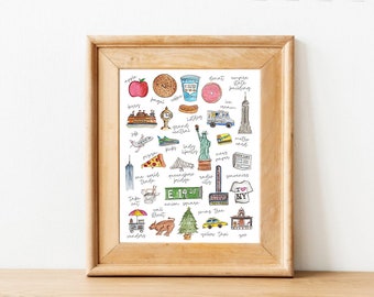 NYC Alphabet/ABC Watercolor Illustration Poster