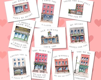 Valentine's Day Cards with Greenpoint/Williamsburg, Brooklyn Business/Restaurants and Puns