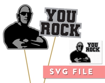 SVG File: Dwayne "The Rock" Johnson, Koozie, Cake Topper, Photo Booth Prop, Party Decor