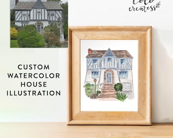 Hand Painted Watercolor Illustration of House/Building