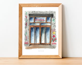 Watercolor Illustration Print: Roberta's Pizza, Bushwick, Brooklyn Location