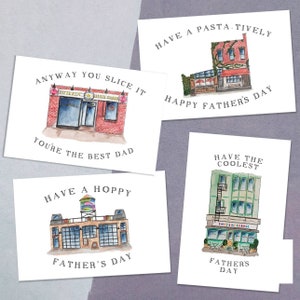 Vatertagskarten mit Greenpoint/Williamsburg, Brooklyn Business/Restaurants und Wortspielen