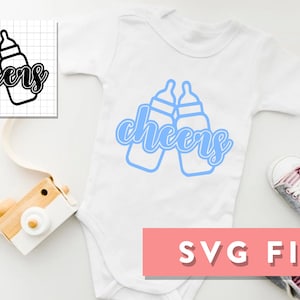 SVG File: Cheers Baby Bottles Logo/Decal for Baby Onesies, Koozies, Tshirts
