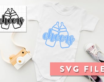 SVG File: Cheers Baby Bottles Logo/Decal for Baby Onesies, Koozies, Tshirts