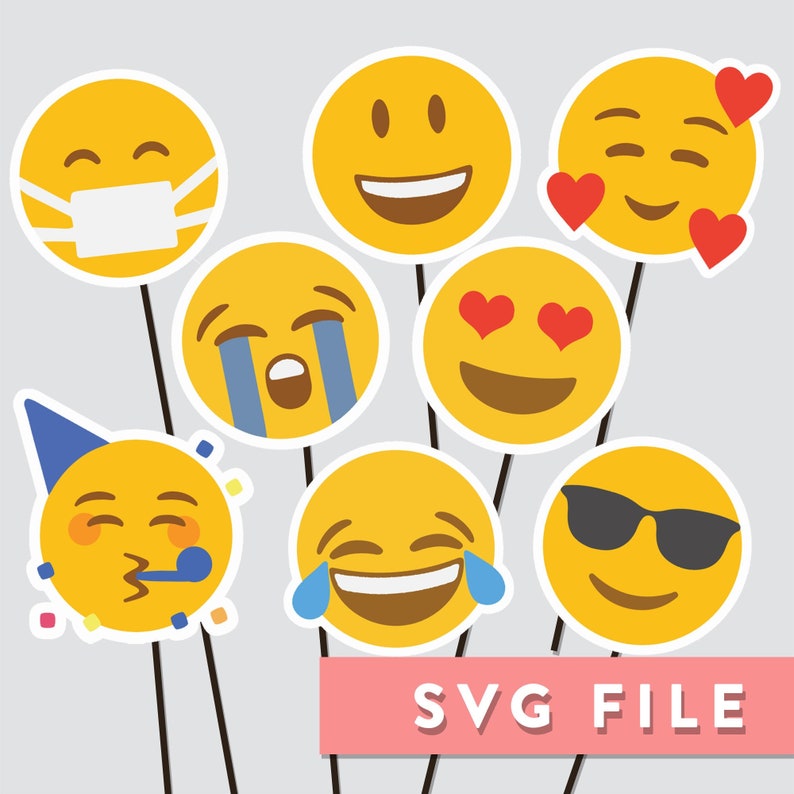 Cupcake Toppers Svg File Layered Emoji Photo Booth Props Cake Toppers Party Supplies Paper Party Supplies Kromasol Com