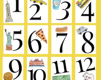 Digital Printable File: NYC Themed Table Numbers