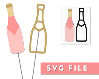 SVG File: Champagne Bottles Greeting Card, Prop, Banner