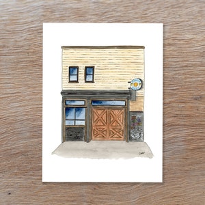 Impresión de ilustración de acuarela: restaurante de Paulie Gee en Greenpoint, Brooklyn, NY