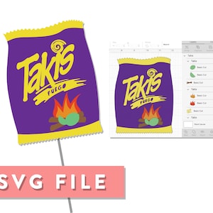 SVG File: Takis Fuego Rolled Tortilla Chips, Cake Topper, Photo Booth Prop, Decor