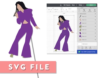 SVG File: Selena Quintanilla, Cake Topper, Photo Booth Prop, Decor
