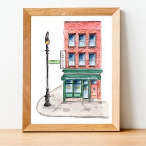 Aquarell Illustration Druck: Greenpoint Fisch & Hummer in Greenpoint, Brooklyn, NY
