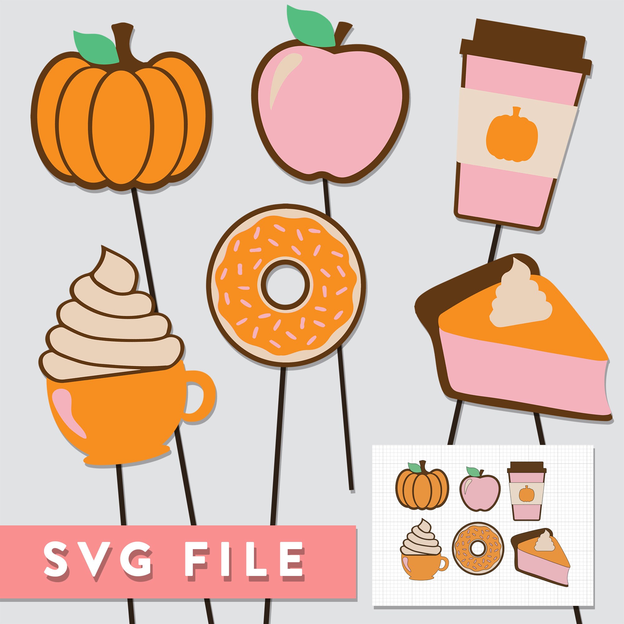 SVG File Fall Stuff Props Cake Topper Cupcake Topper Etsy Canada