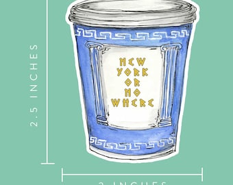 Sticker: New York or No Where; Everything Bagel and Coffee Cup