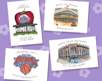 New York Sports Mother's Day Card; Mets, Yankees and Knicks