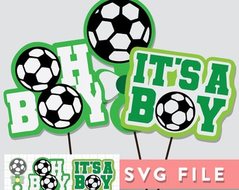 SVG File: Layered Soccer Baby Boy Shower Props