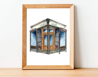 Watercolor Illustration Print: Enid's in Greenpoint, Brooklyn, NY