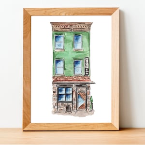 Impressão de ilustração em aquarela: The Brew Inn, Greenpoint, Brooklyn, NY