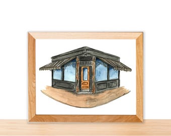 Watercolor Illustration Print: Pencil Factory Bar, Greenpoint, Brooklyn, NY