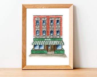 Watercolor Illustration Print:Bua Bar, NYC