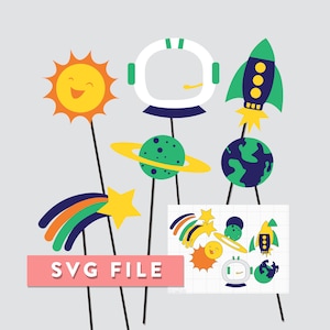 SVG File: Layered Space/Galactic Photo Booth Props, Cake Toppers, Cupcake Toppers