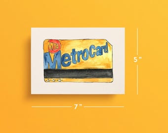 NYC MTA Metro Card Watercolor Illustration Print