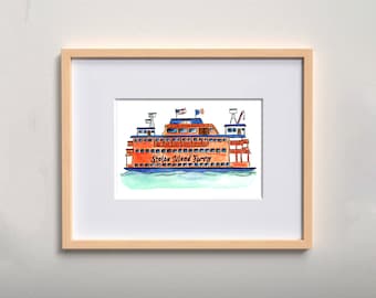 Watercolor Illustration Print: Staten Island Ferry