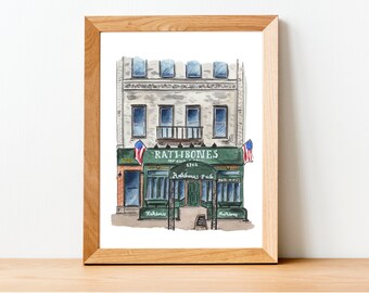 Watercolor Illustration Print: Rathbones, Upper East Side, NYC