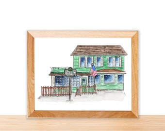 Aquarel Illustratie Print: Murphy&#39;s, New Paltz, NY