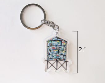 Brooklyn Tower Watercolor Keychain