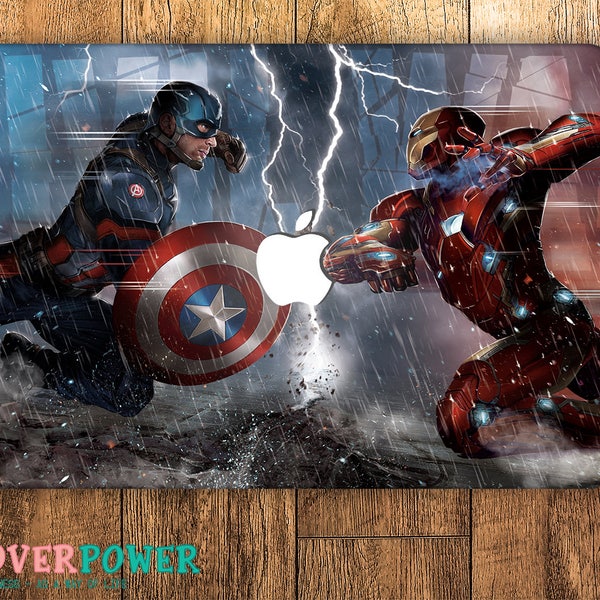 Captain America vs. Iron Man MacBook Skin  Decal Macbook Pro Stickers Macbook Air Skin Macbook Vinyl Cover Macbook Pro Stickers Skin MB358