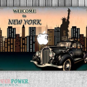 Retro Car New York MacBook Vinyl Decal MacBook Air Sticker MacBook Pro Decal Skin Macbook Pro Cover Vinyl Macbook Decals Laptop Skins Mb180
