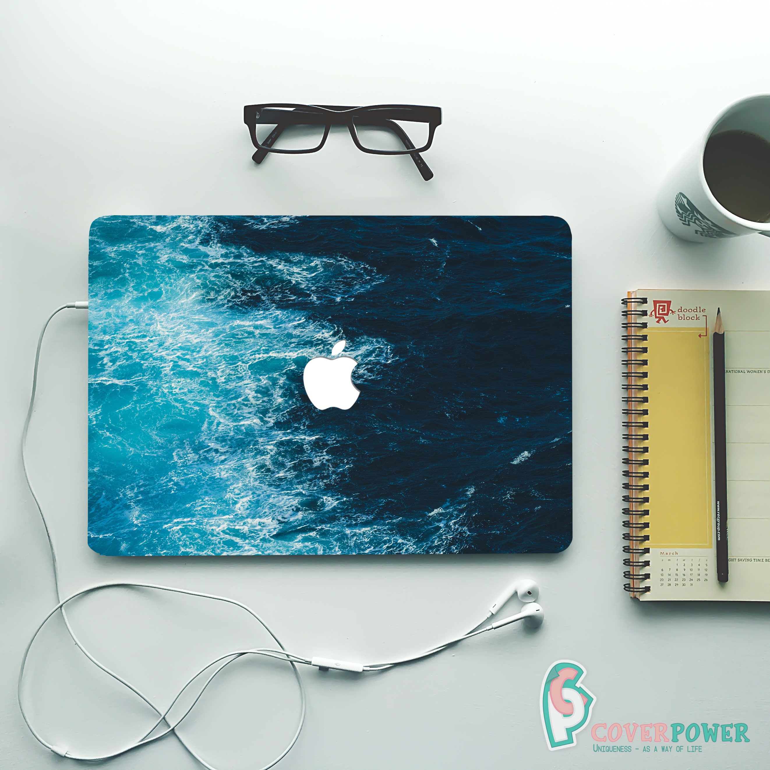 MacBook pro 海の見える丘 Ocean MacBook Skin Decal Sea Wave MacBook Pro 15 Stickers MacBook