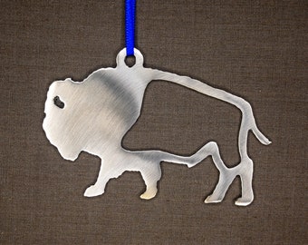 Metal Christmas Ornament, Bison Buffalo Ornament, Minimalist Ornament, Christmas Decoration, Modern Ornament, Stocking Stuffer, Gift