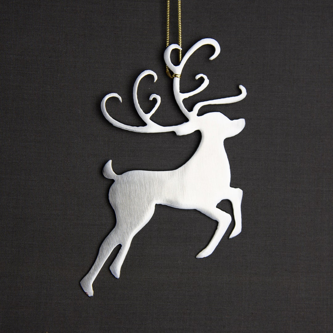 Metal Reindeer Ornament, Christmas Ornament, Minimalist Ornament