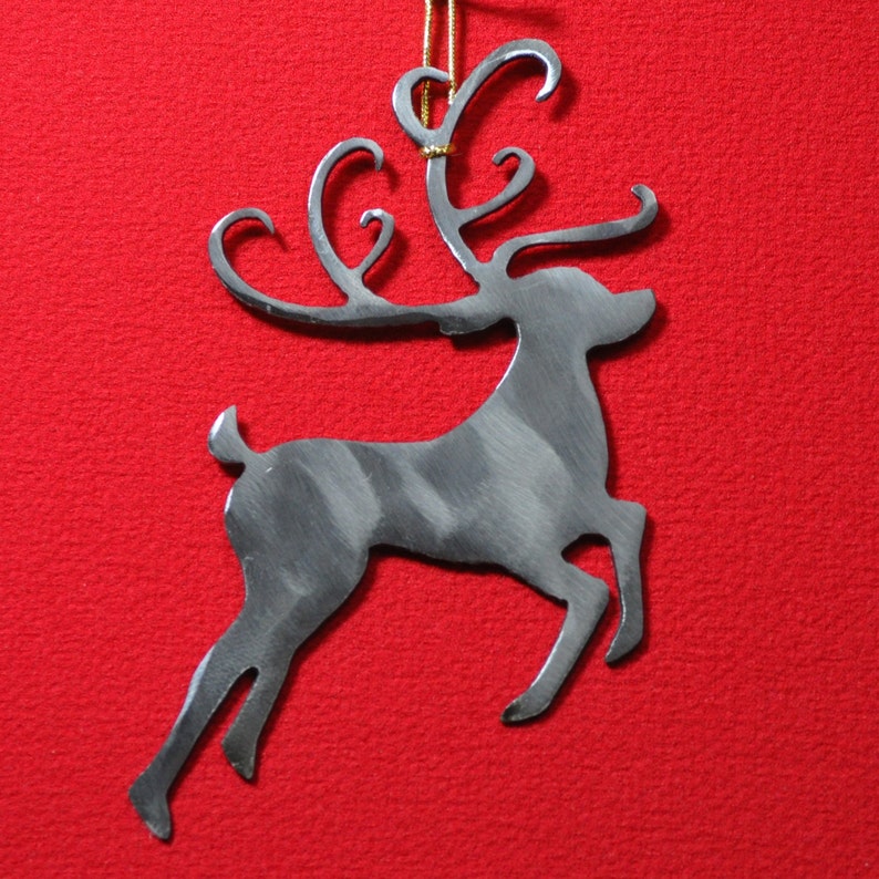 Metal Reindeer Ornament Christmas Ornament Minimalist Etsy