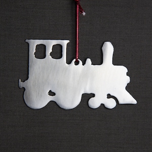 Metal Christmas Ornament, Locomotive, Train, Steam Engine, Steam Train, Modern Ornament, Minimalist Christmas, Train Lover, Stocking Stuff