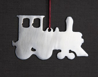 Metal Christmas Ornament, Locomotive, Train, Steam Engine, Steam Train, Modern Ornament, Minimalist Christmas, Train Lover, Stocking Stuff