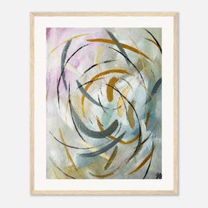 Impresión acrílica abstracta "Amanecer" de Joy Golden Póster enmarcado en madera con papel mate de calidad de museo
